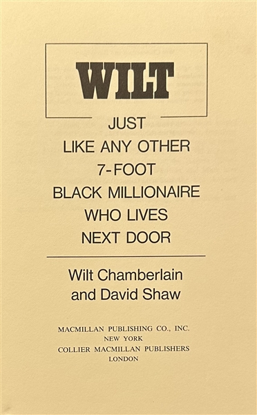 Wilt Chamberlain Signed Autobiography - First Printing 1973 