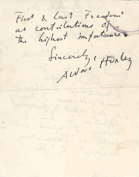 Aldous and Julian Huxley Letters