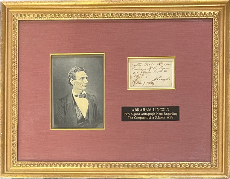 Abraham Lincoln Autographed Note Signed as President - Investigating a Wife's Complaint