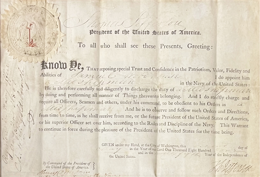 Thomas Jefferson Document Signed as President 