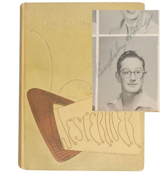 Buddy Holly Original Signed Lubbock Westerner yearbook from 1954, signed by Holly with the scarce form of his last name