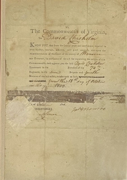 James Monroe Signed  Appointment