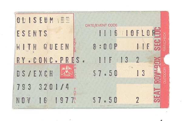 Original and Rare Ticket Stubs from the Great Rock bands of all time from Bob Dylan, Queen, Pink Floyd, The Who, Grateful Dead, Rolling Stones, Springsteen..