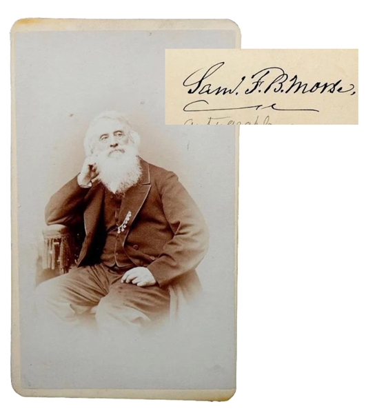 Samuel Morse Carte-de-Visite, Signed.