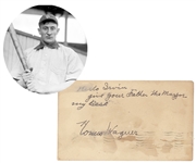 Honus Wagner Signed Postcard to the son of "Major" Hatch. The man who Honus Wagner was traded for!