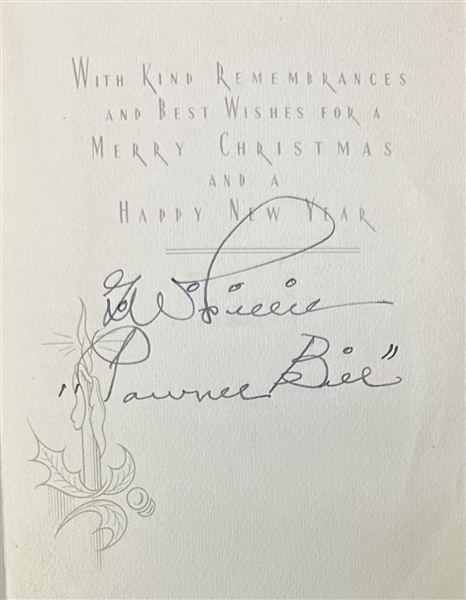 Vintage 1938 Signed Gordon W. (Pawnee Bill) Lillie Christmas Greeting Card w/ B&W Photo