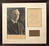 Beautiful Oversized Calvin Coolidge Signed Photo & TLS