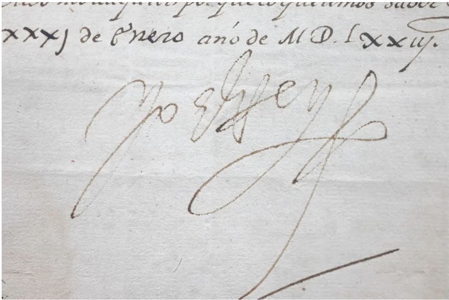 Rare 1573 King of Spain Philip ll Signed Document