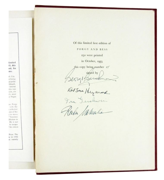 Gershwin Signed 1st Limited Edition Porgy & Bess (George Gershwin, DuBose Heyward, Ira Gershwin” and “Rouben Mamoulian.)