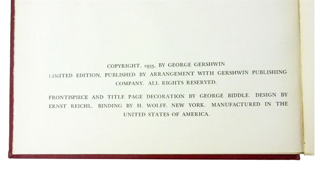 Gershwin Signed 1st Limited Edition Porgy & Bess (George Gershwin, DuBose Heyward, Ira Gershwin” and “Rouben Mamoulian.)