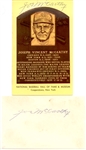 Joe McCarthy Signed Hall Of Fame Postcard and signed Card