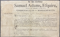 Samuel Adams Document Signed as Governor of Massachusetts 1796