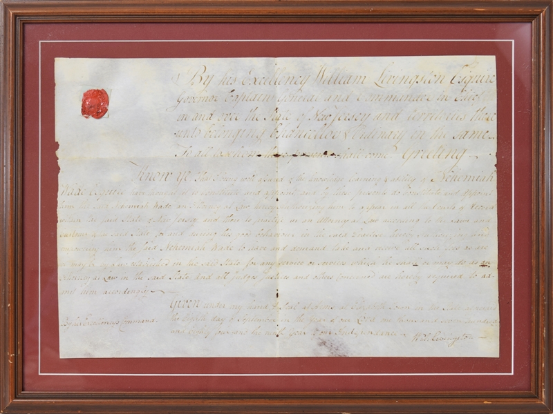 William Livingston , Signer of the Constitution Appoints a New Jersey Attorney at Law 