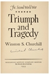 CHURCHILL'S BRILLIANT HISTORY OF THE SECOND WORLD WAR SIGNED BY HIM IN VOLUME VI. In Custom Clam Shelled Cases