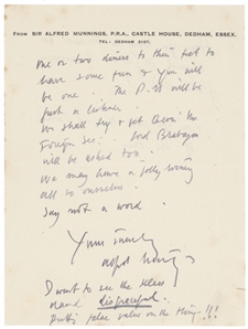Alfred Munnings- Talks about Picasso  and Klee