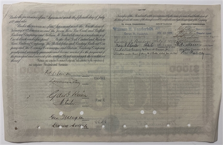 William K Vanderbilt, Chauncey Depew Signed Stock