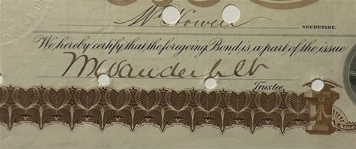 William K Vanderbilt, Chauncey Depew Signed Stock