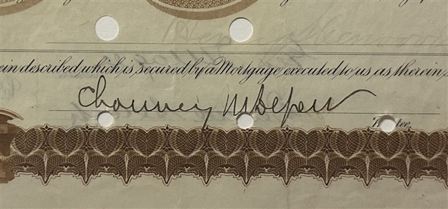 William K Vanderbilt, Chauncey Depew Signed Stock