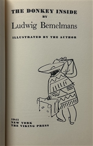 The Donkey Inside, Bemelmans - Limited First Edition with 2 Signed Original Drawing-