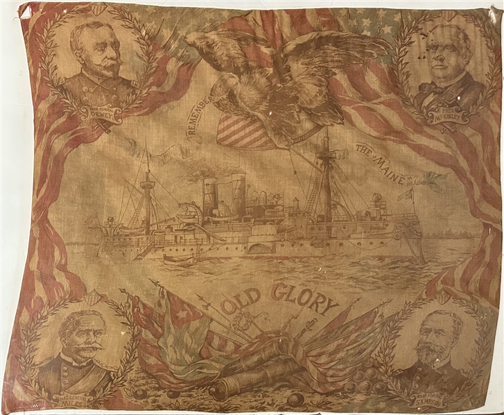 William McKinley et al:, Patriotic Spanish American War Bandana..
