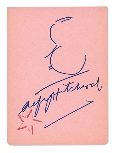 Alfred Hitchcock Drawn and Signed Sketch 