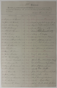 Cornelius Vanderbilt Signed Stockholder Dividen with Initials, 1867