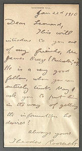 Theodore Roosevelt Autograph Letter Signed to General Leonard Wood/ Introducing a Trusted Friend
