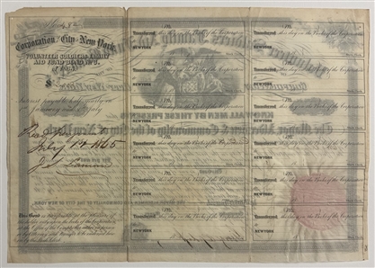 City of New York Municipal Bonds, 1858 & 1862, Signed by Mayors Daniel F. Tiemann and George Opdyke