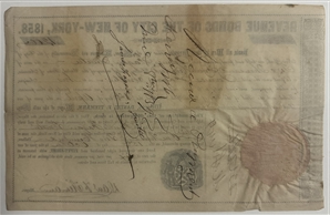 City of New York Municipal Bonds, 1858 & 1862, Signed by Mayors Daniel F. Tiemann and George Opdyke