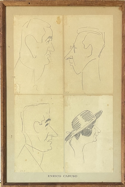 Enrico Caruso, Four Pencil Caricatures