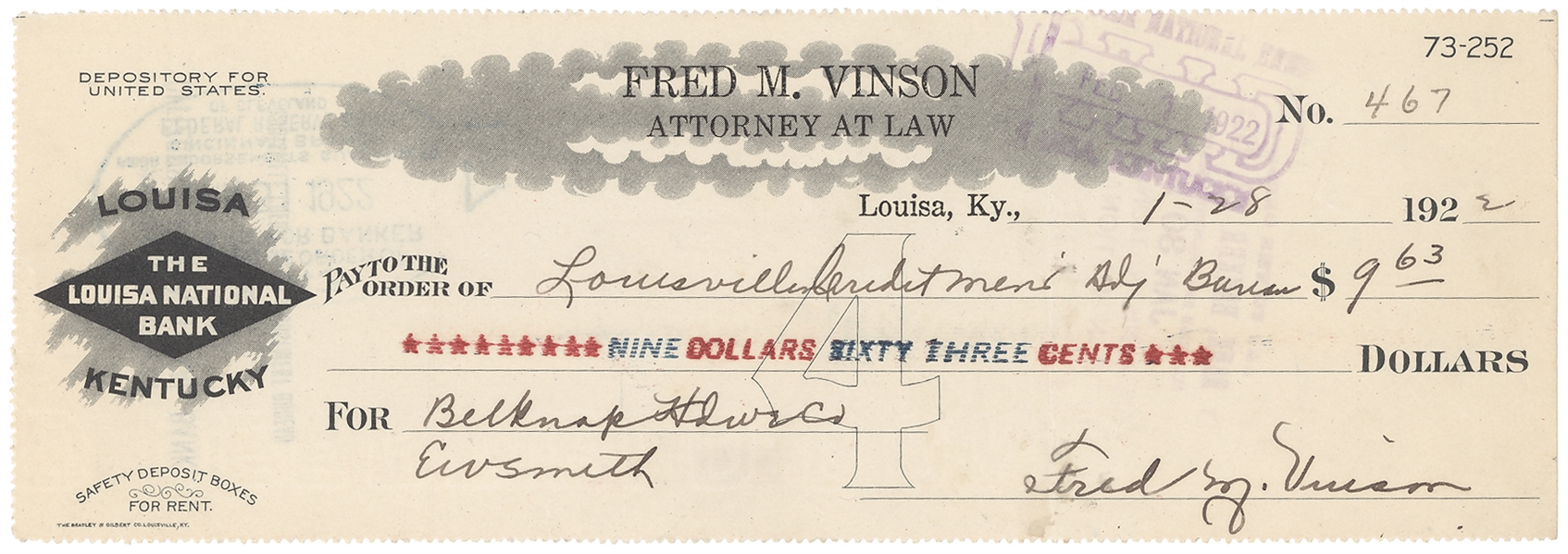 Supreme Court Lot: Charles Evans Hughes, Fred M. Vinson & Earl Warren