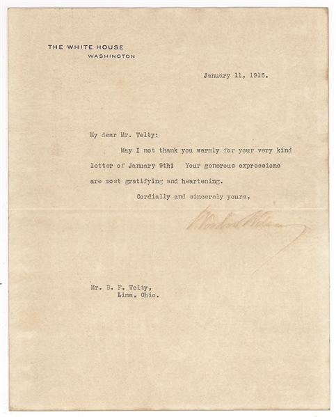 Woodrow Wilson TLS as President