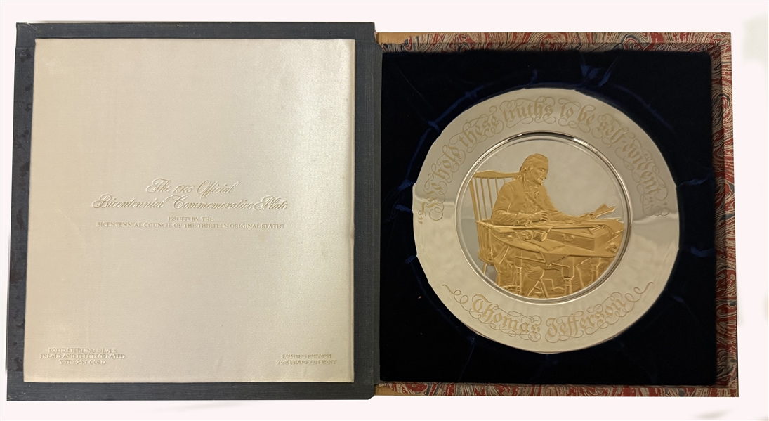 Thomas Jefferson — Franklin Mint Sterling Silver Bicentennial Commemorative Plate