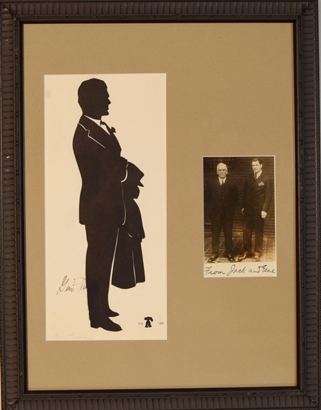 Gene Tunney. Full-length silhouette signed, "Gene Tunney and Jack Dempsey photo