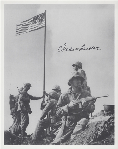 World War II Iwo Jima Flag Raisers: Charles W. Lindbergh, John Bradley, and Hershel Williams Autograph