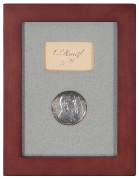 Czechoslovakia, 1934 — Tomáš Garrigue Masaryk Signed Card with Silver Commeorative  Medal with Signed Card