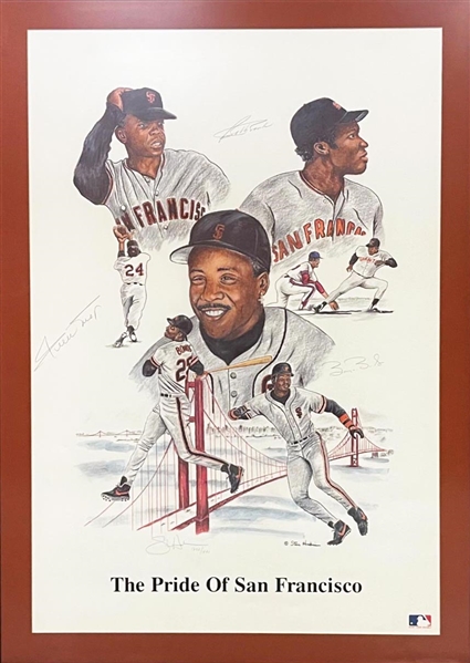 "The Pride of San Francisco" Multi- Signed Framed 28x36 Litho LE 1228/1821 (Barry Bonds, Bobby Bonds, and Willie Mays)