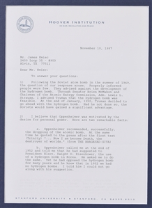 Edward Teller Important letter and SP