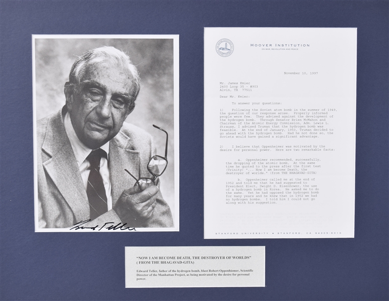 Edward Teller Important letter and SP