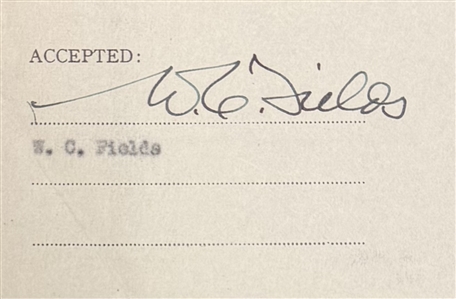 W.C. Fields Signed Contract