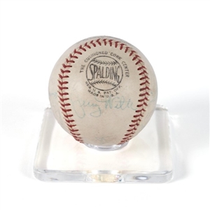 Multi-Signed Baseball of Major League Players Incl Joe Medwick on the Sweet Spot, Joe Dimaggio (signed twice), 