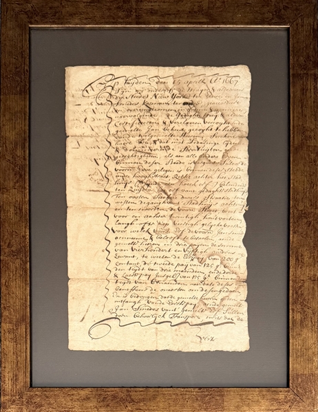 ORIGINAL LAND DEED FOR 85 BROAD STREET IN NEW YORK CITY DATED 1667, LATER TO BECOME GOLDMAN SACHS.