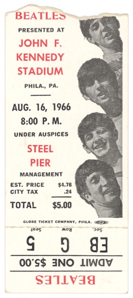 Rare Beatles August 16, 1966 Concert Ticket