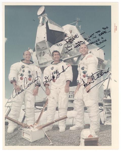 Apollo 12 Crew Signed Photo Featuring Conrad, Gordon, and Bean