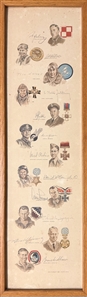 Paul Grossmann Multi-Signed Aviation Portrait Plates (2) — 20+ Signatures Including Doolittle, Yeager, Schirra, McCampbell, and Cunningham