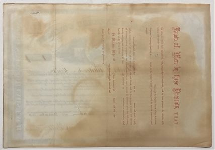 1865 American Express Stock Certificate Signed by Wells and Fargo --- 1869 American Merchants Union Express Company Stock 