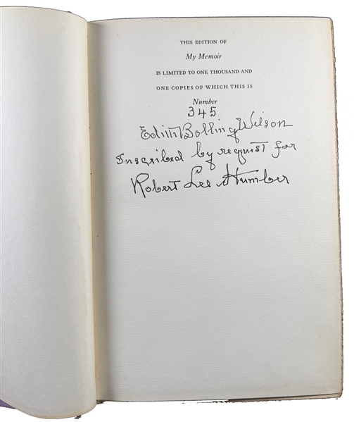 Edith Wilson Memoir, Signed