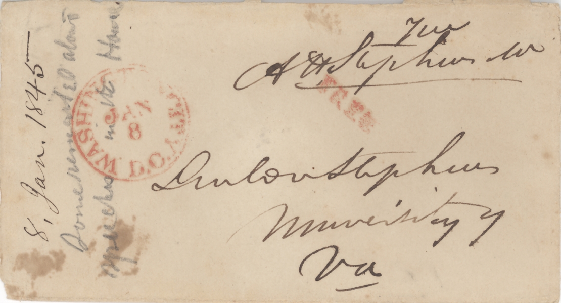Alexander H. Stephens Signed Free Frank