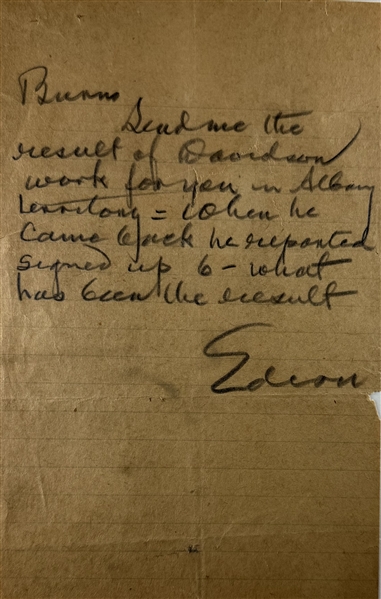 Thomas A. Edison Autograph Note Signed