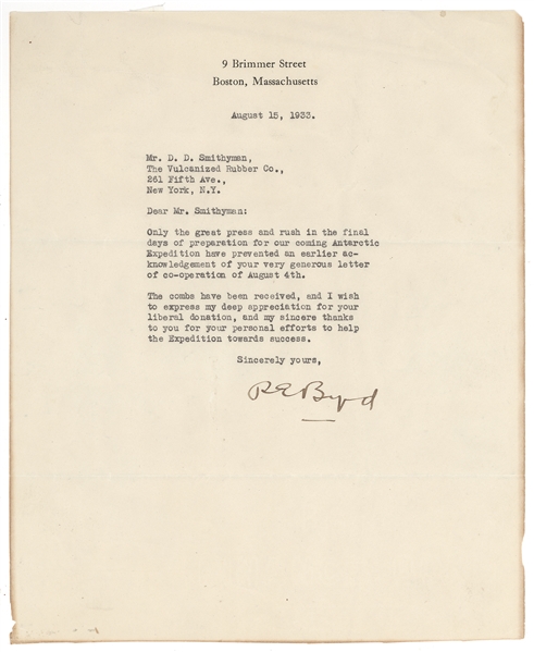 Richard E. Byrd & Bill McCormick Antarctic Expedition Signed Letter and Photograph Lot